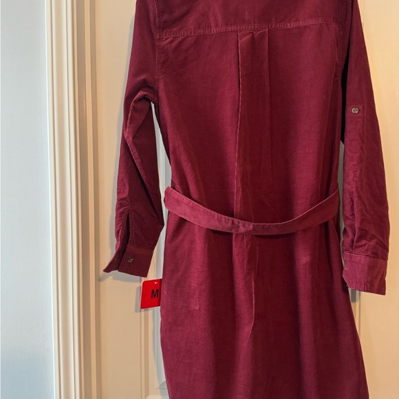 Lands’ End Lightweight Corduroy Shirt Dress – Burgundy - Picture 3 of 3